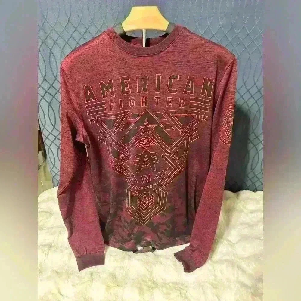 American Fighter Women’s or Mens Maroon Long Sleeve T-shirt Size SP.